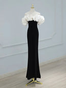 Mermaid Cultivate oneself Off Shoulder Velvet Satin Black Long Prom Dress Black Fashion Elegant Long Party Dress