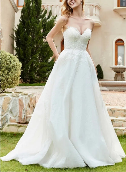 Fall November December Wedding Dress New Pattern Sweetheart Neckline Tulle Elegant Simple Dress