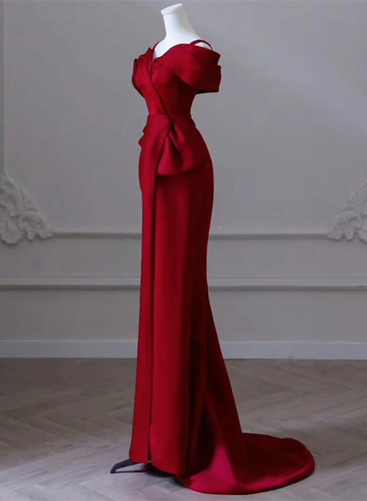 Christmas Dress December Wedding Guest Dress Satin Off Shoulder Long Formal Elegant Evening Dress