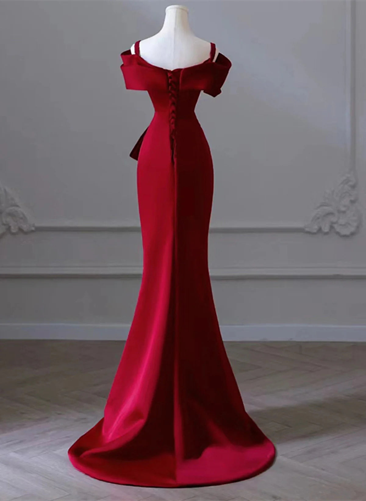 Christmas Dress December Wedding Guest Dress Satin Off Shoulder Long Formal Elegant Evening Dress