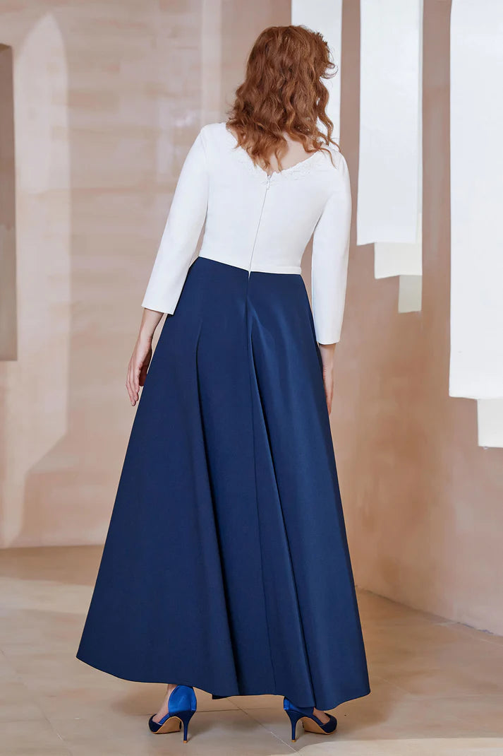 Fall November December Wedding Guest Dress A-Line Long Sleeves Tea-Length Dress Mother of the Groom/Bride Dresses