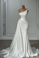 Wedding Dress One Shoulder Beaded Mermaid Cultivate oneself Long Luxury Formal Dresses