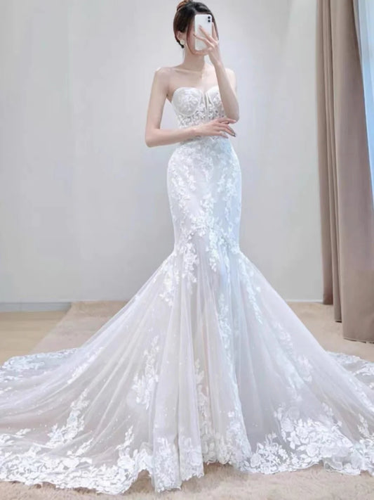 Wedding Dress Strapless Lace Mermaid Cultivate oneself Luxury Formal Dresses