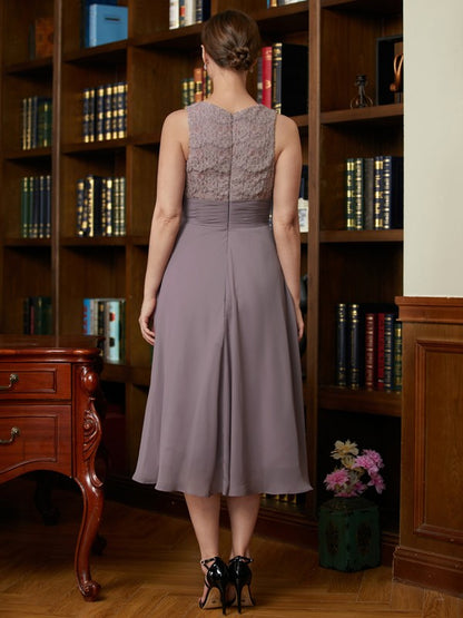 Mother of the Bride Dresses A-Line/Princess Chiffon Lace Sleeveless Length