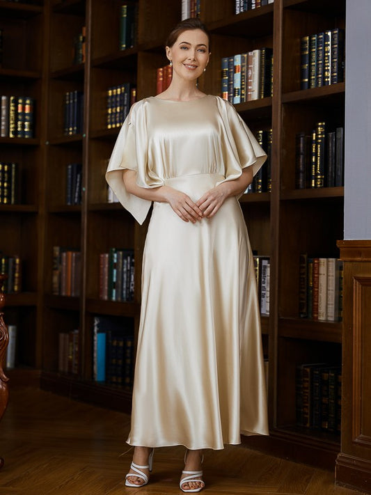 Mother of the Bride Dresses A-Line/Princess Silk like Satin 1/2 Sleeves Ankle Length