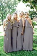 Bridesmaid Dresses Jewel Chiffon and Ruffles Long