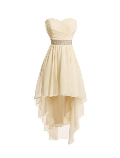 A-Line Homecoming Dresses Tiered Dress Strapless High Low Dress Asymmetrical Sleeveless Chiffon With Ruched