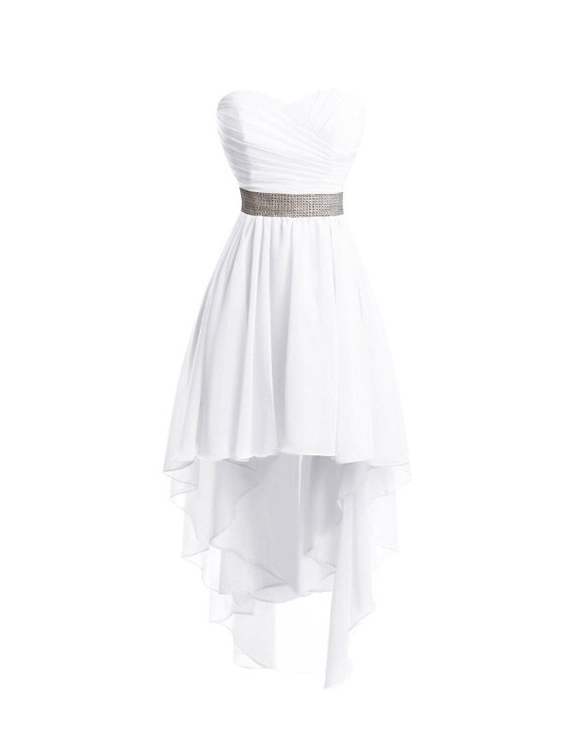 A-Line Homecoming Dresses Tiered Dress Strapless High Low Dress Asymmetrical Sleeveless Chiffon With Ruched