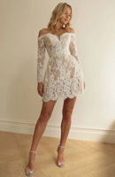 Wedding Dress Lace Bridal Dresses Long Sleeves Mini Formal Dresses