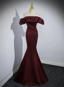 December Wedding Guest Dress Charming Satin Mermaid Cultivate oneself Off Shoulder Party Dress