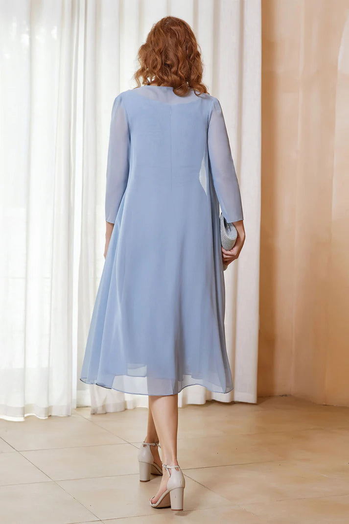 Wedding Guest Dresses A-Line Scoop with Jacket Chiffon Simple Dress Mother of the Bride Dress