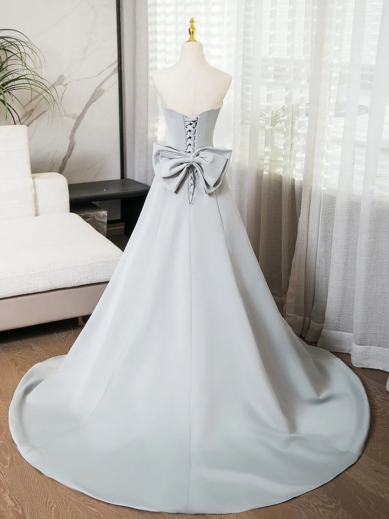 Formal Dress A-Line Sweetheart Neck Satin Long Evening Dress