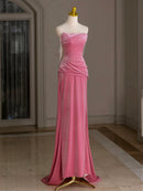 Mermaid Cultivate oneself  Strapless Backless Velvet Long Prom Dress Formal Bead string Party dress