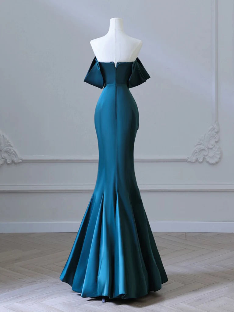 Mermaid Cultivate oneself Simple Off Shoulder Satin Long Prom Dress Long Temperament Formal Party Dress