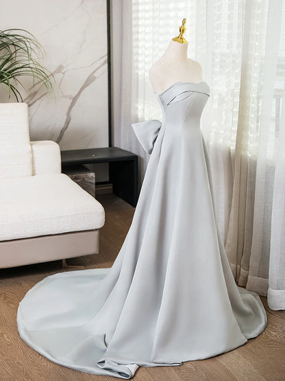 Formal Dress A-Line Sweetheart Neck Satin Long Evening Dress