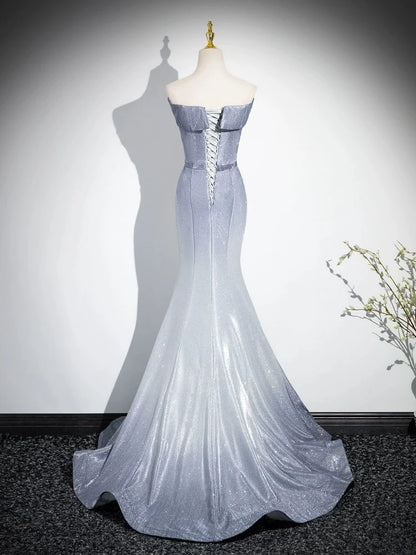 Elegant Dignified Mermaid Gray Long Prom Dress Gradient color Fashion Temperament Party Dress