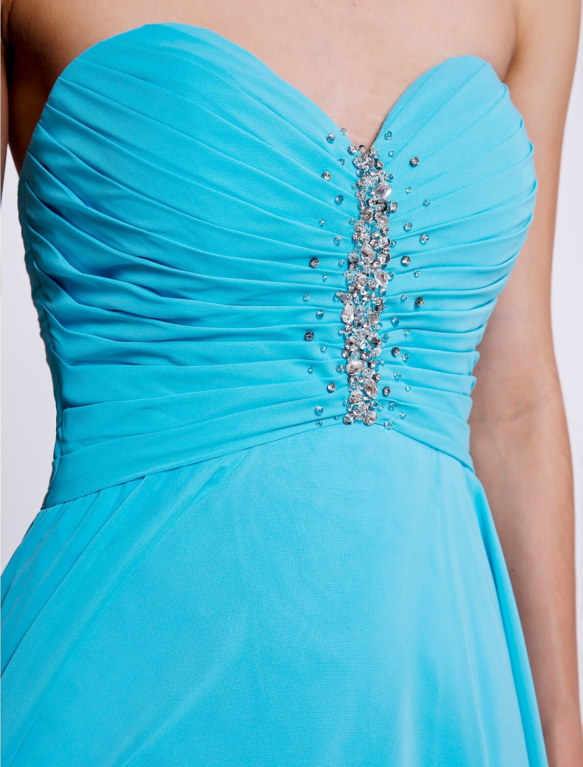 A-Line Bridesmaid Dress Sweetheart Sleeveless Open Back Asymmetrical Chiffon with Ruched / Beading