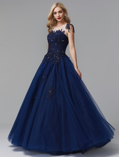 Ball Gown Prom Dresses Sparkle Dress Quinceanera Chapel Train Long Sleeve Off Shoulder Satin with Beading Appliques