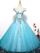 Ball Gown Prom Dresses Luxurious Dress Quinceanera Floor Length Short Sleeve Off Shoulder Tulle with Pleats Embroidery