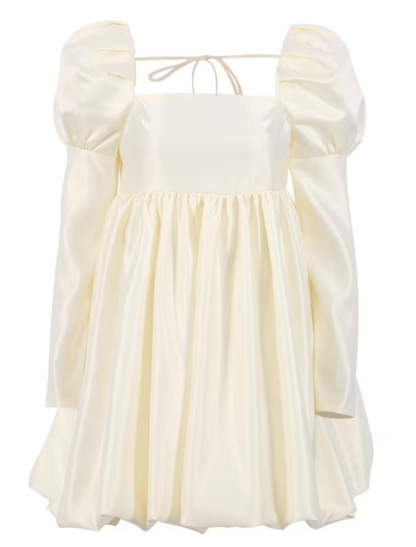 Ball Gown Homecoming Dresses Little White Dresses Dress Cocktail Party Short / Mini Long Sleeve Square Neck Satin with Strappy