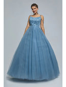 Ball Gown Prom Dresses Sparkle & Shine Dress Graduation Floor Length Sleeveless Spaghetti Strap Tulle with Pearls Sequin