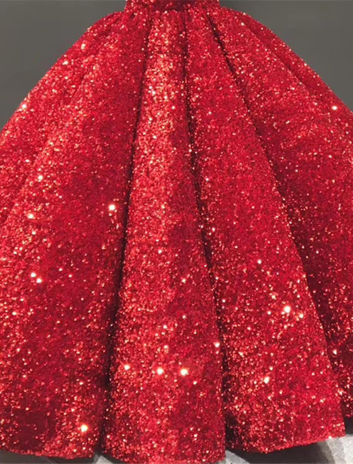 Ball Gown Prom Dresses Luxurious Dress Quinceanera Floor Length Long Sleeve V Neck Sequined with Pleats Sequin