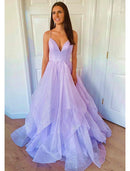 Ball Gown A-Line Prom Dresses Sparkle & Shine Dress Formal Floor Length Sleeveless Sweetheart Tulle Backless with Pleats Ruffles