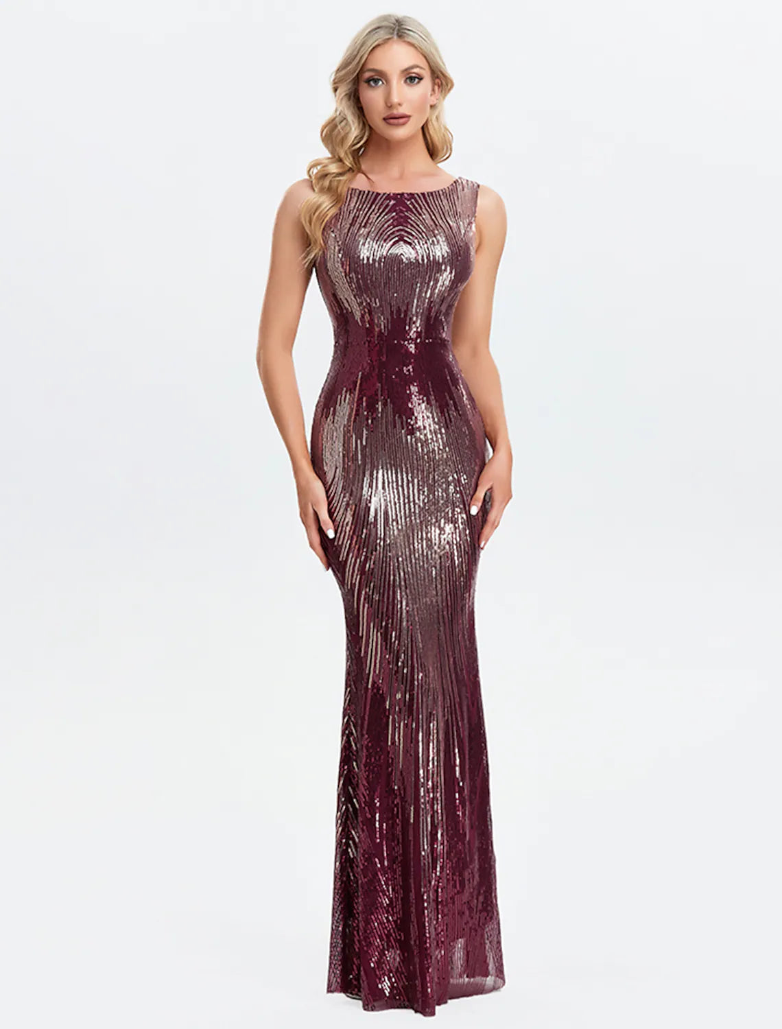 Mermaid / Trumpet Sexy Sparkle & Shine Party Wear Formal Evening Dress Jewel Neck Sleeveless Floor Length Sequined with Sequin