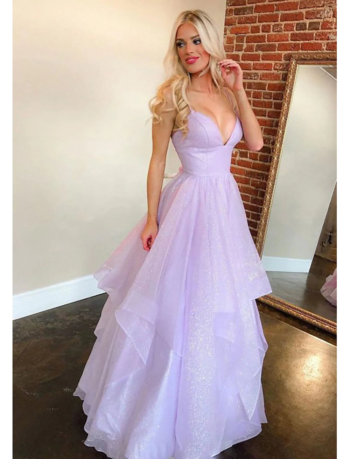 Ball Gown A-Line Prom Dresses Sparkle & Shine Dress Formal Floor Length Sleeveless Sweetheart Tulle Backless with Pleats Ruffles