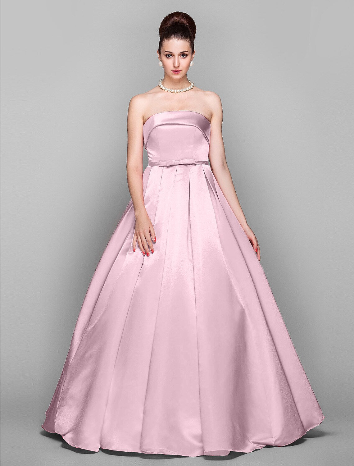 Ball Gown Elegant Dress Quinceanera Floor Length Sleeveless Strapless Satin with Bow(s)